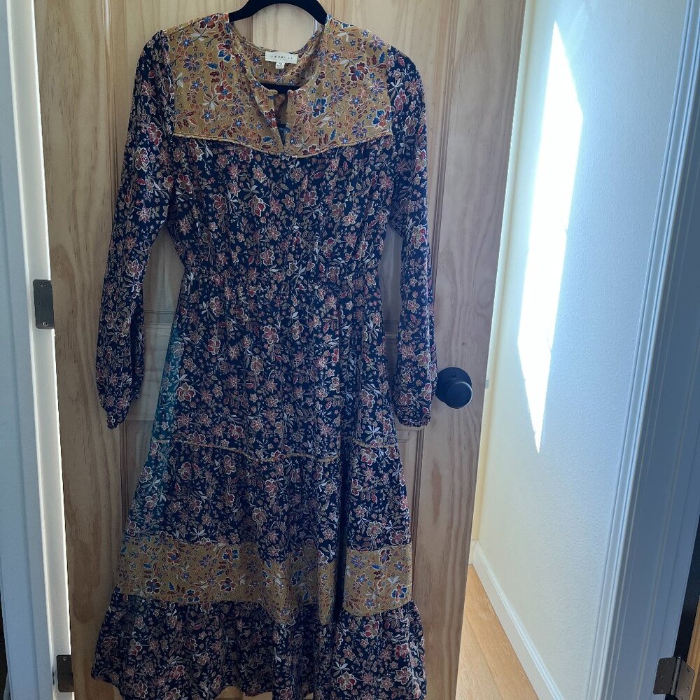 Long Sleeve Boho Peasant Maxi Dress